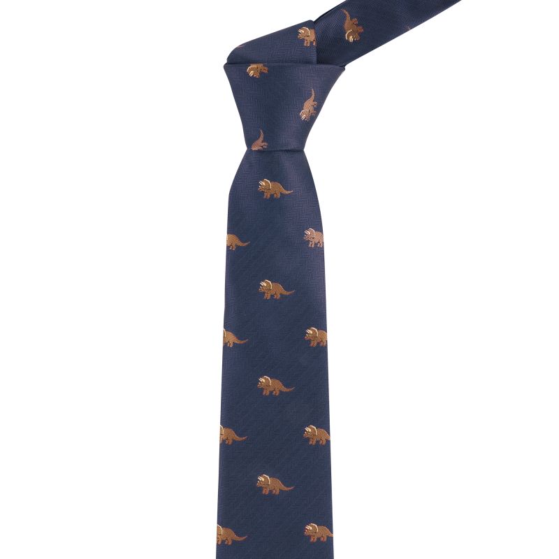 king & priory Navy Blue Triceratops Herringbone Tie