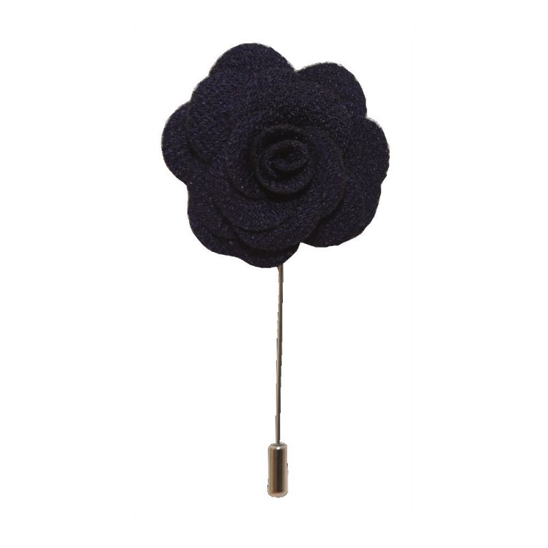 king & priory Navy Flower/Rose Lapel Pin