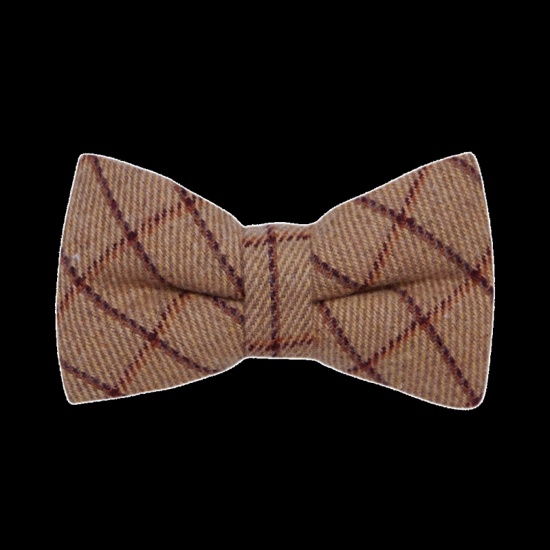 king & priory Oak Brown Tattersall Check Bow Tie