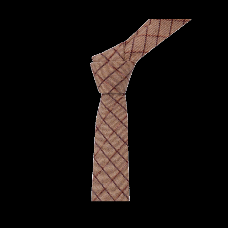 King & Priory Oak Brown Tattersall Check Tie