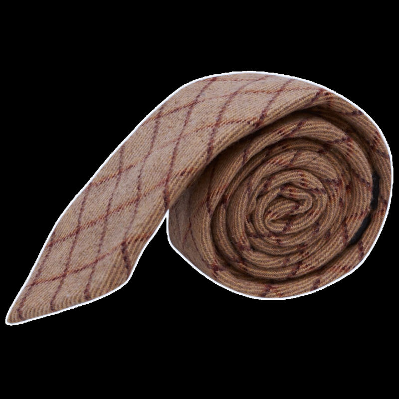 king & priory Oak Brown Tattersall Check Tie