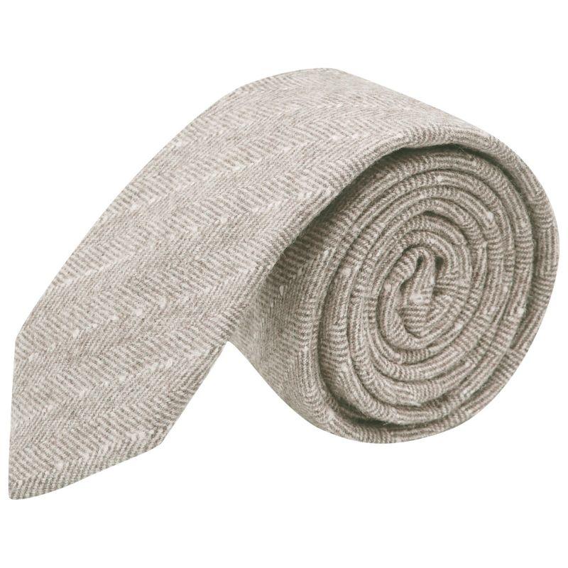 king & priory Oatmeal Herringbone with Pinstripe Tie
