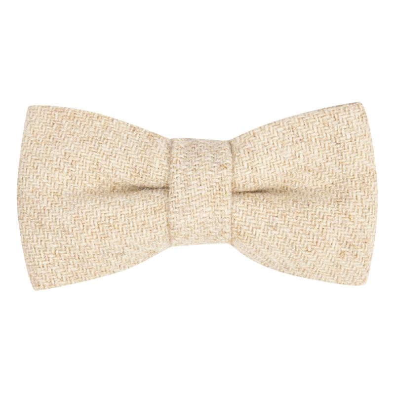 King & Priory Oatmeal Woven Wool Bow Tie