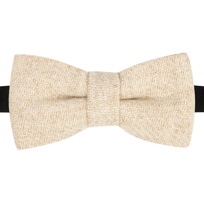 king & priory Oatmeal Woven Wool Bow Tie