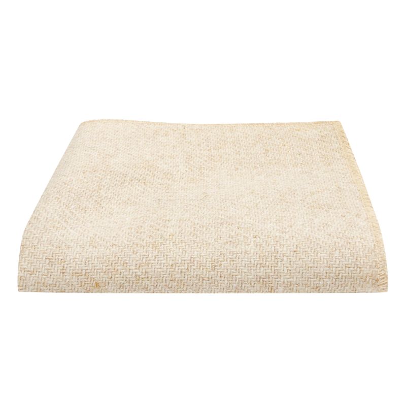 King & Priory Oatmeal Woven Wool Pocket Square