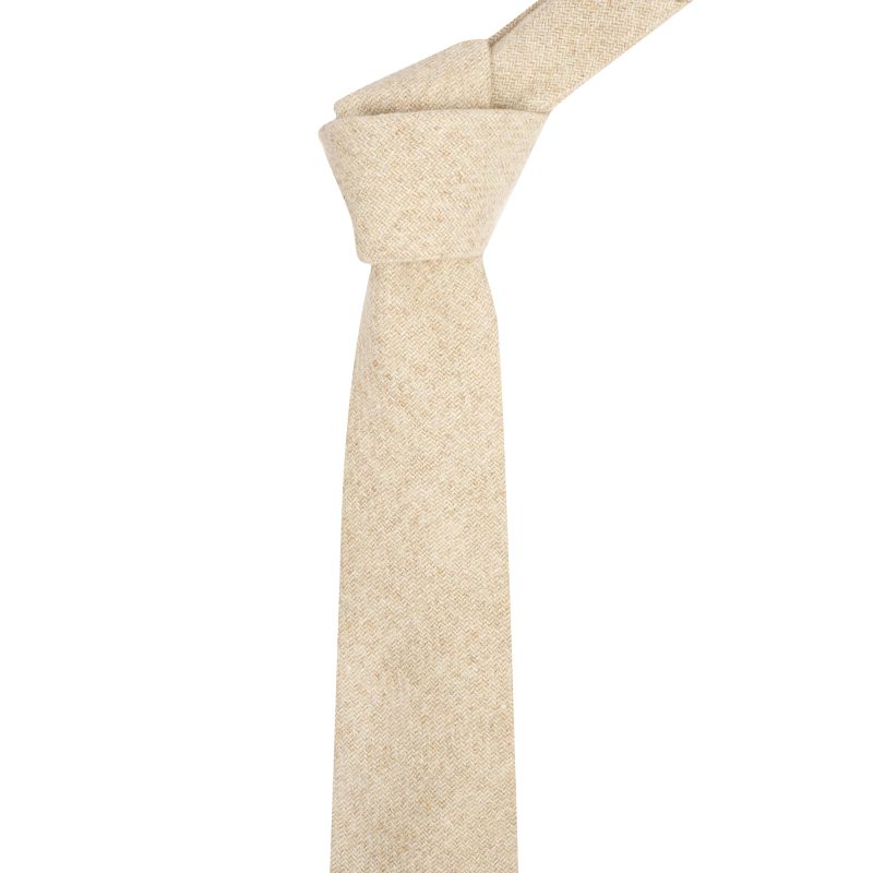 King & Priory Oatmeal Woven Wool Tie