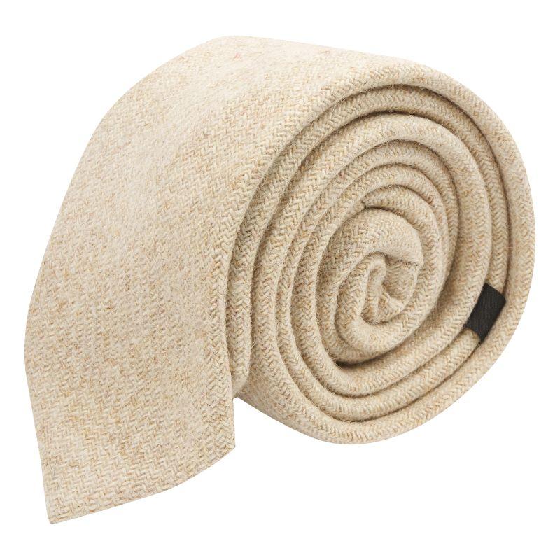 king & priory Oatmeal Woven Wool Tie