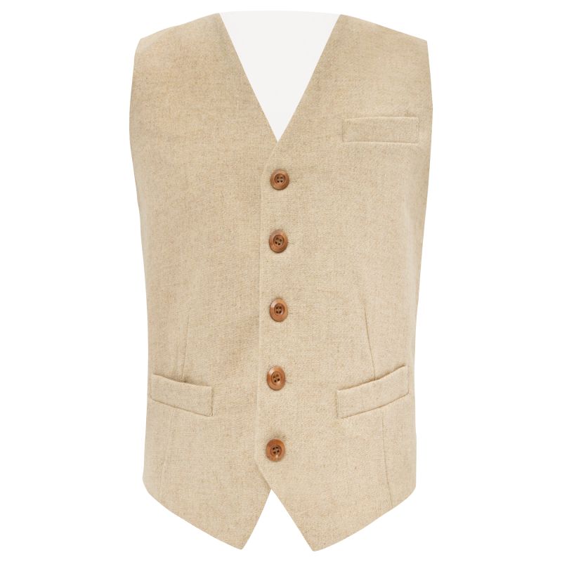 king & priory Oatmeal Woven Wool Waistcoat