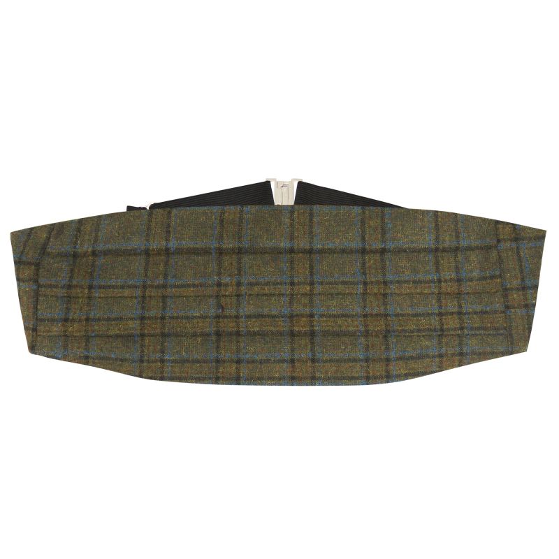 king & priory Olive Green & Brown Check Cummerbund