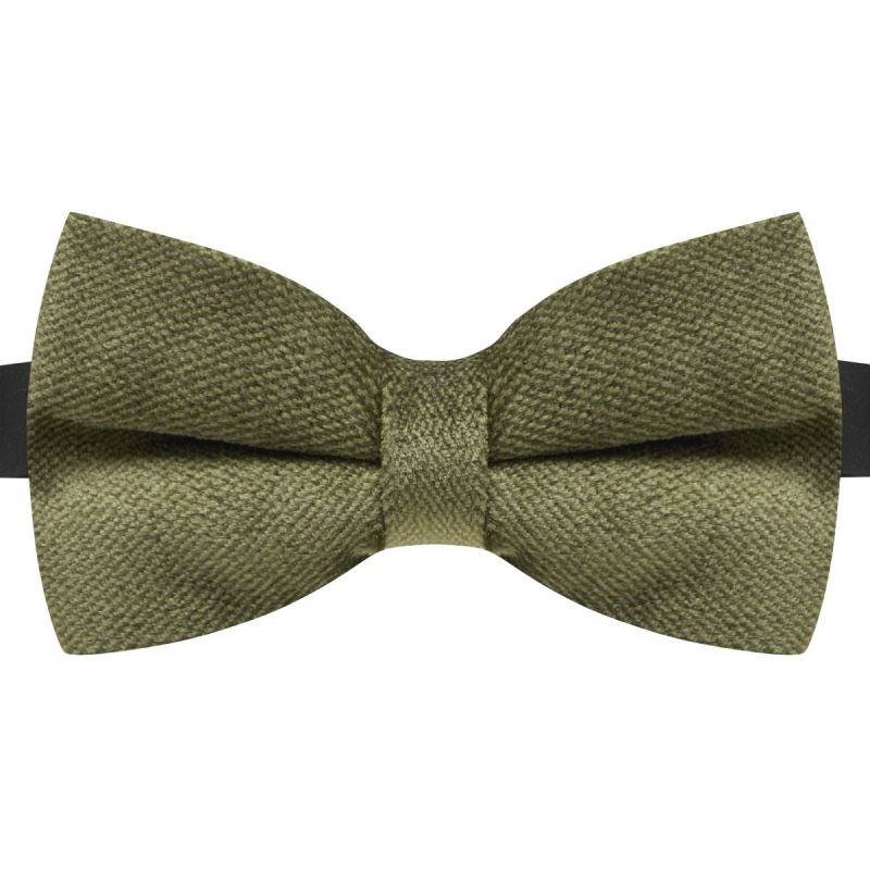 King & Priory Olive Green Textured Velvet Bow Tie
