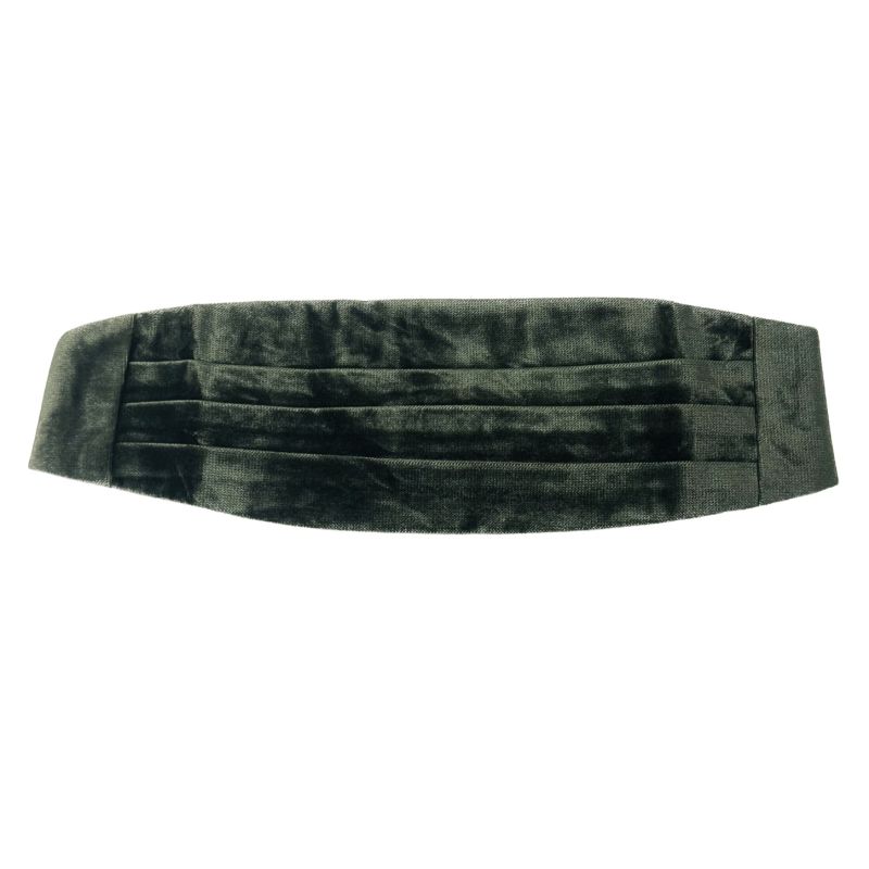 king & priory Olive Green Textured Velvet Cummerbund