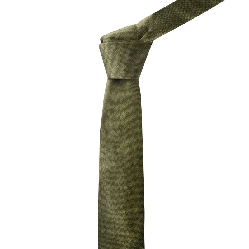 King & Priory Olive Green Textured Velvet Tie