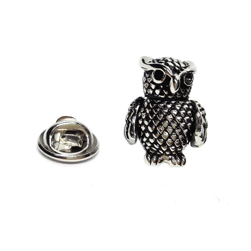 king & priory Owl Pewter Lapel Pin