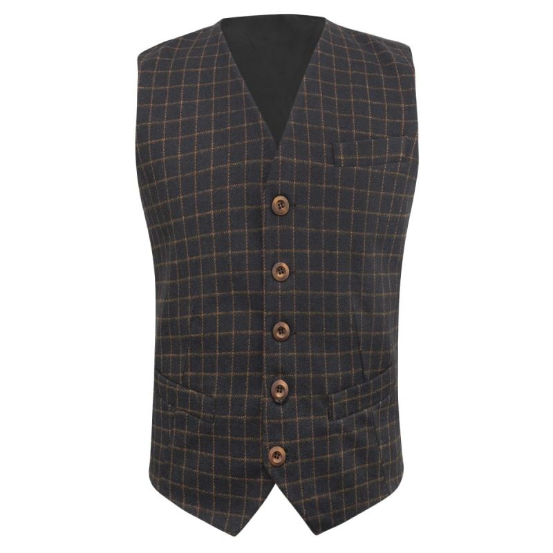 King & Priory Oxford Blue Tattersall Check Waistcoat