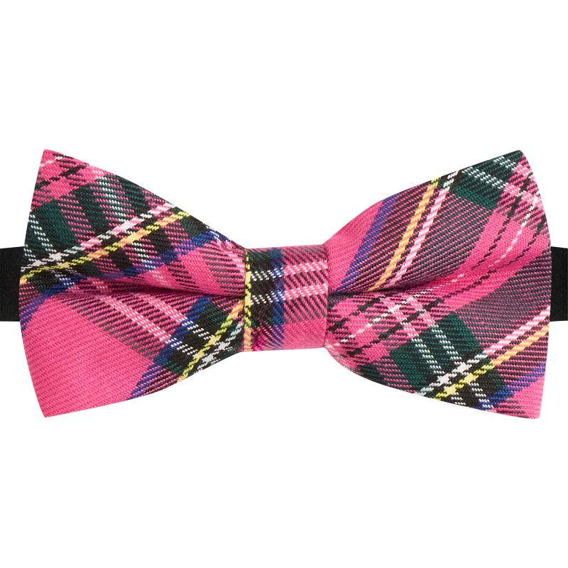 King & Priory Pink Tartan Bow Tie