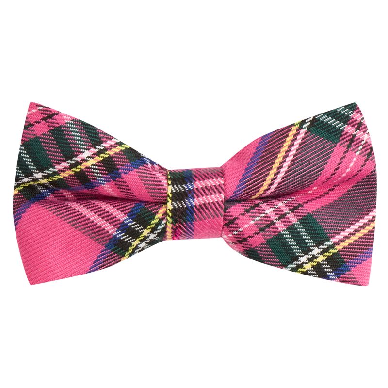 king & priory Pink Tartan Bow Tie
