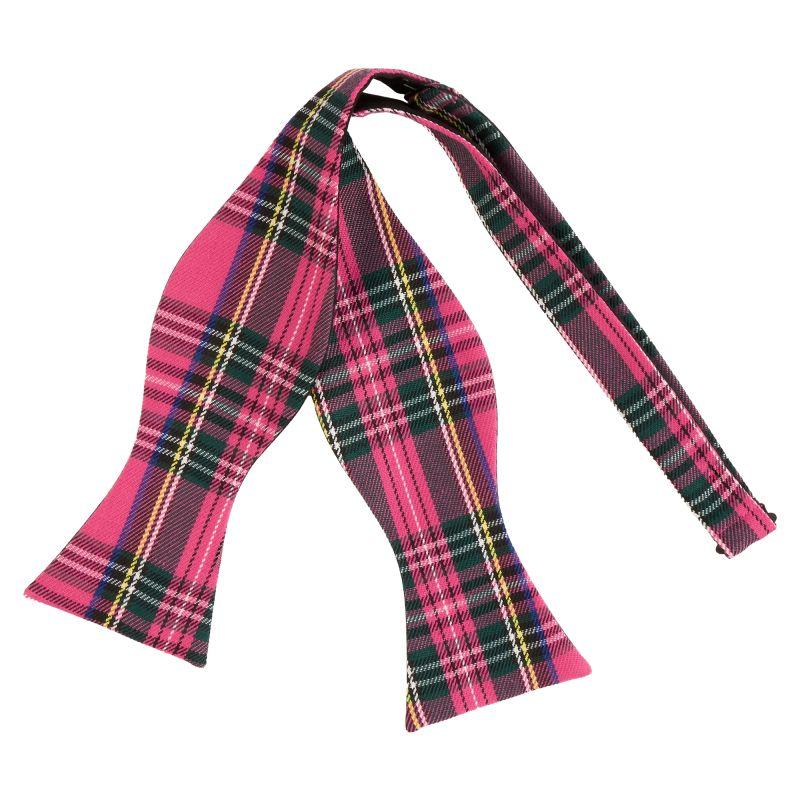 king & priory Pink Tartan Check Self-Tie Bow Tie