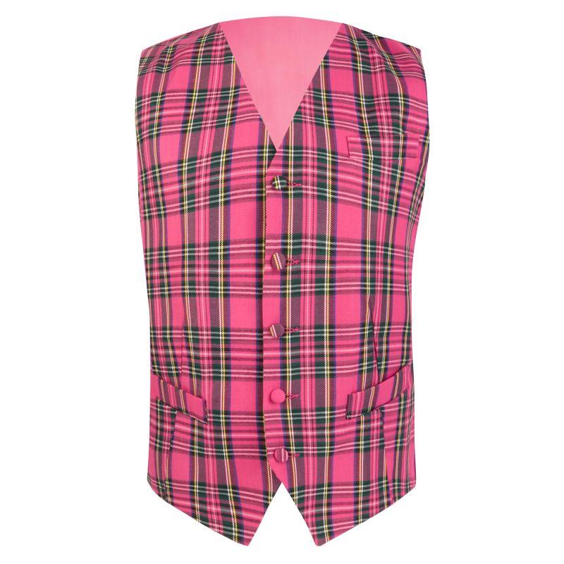 King & Priory Pink Tartan Check Waistcoat