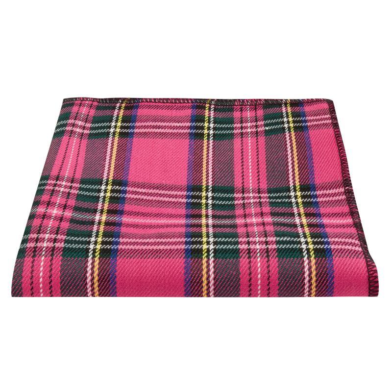 King & Priory Pink Tartan Pocket Square