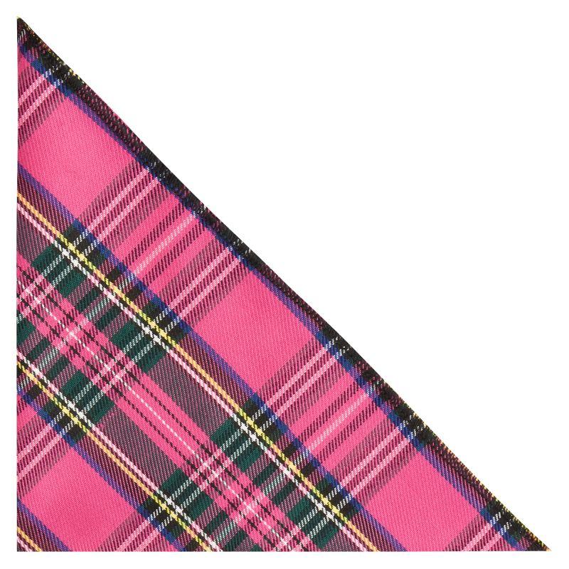king & priory Pink Tartan Pocket Square