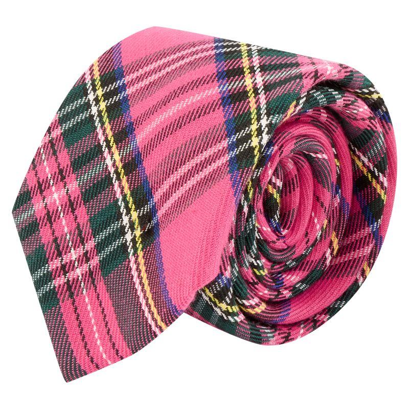 King & Priory Pink Tartan Tie