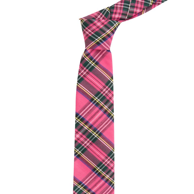 king & priory Pink Tartan Tie