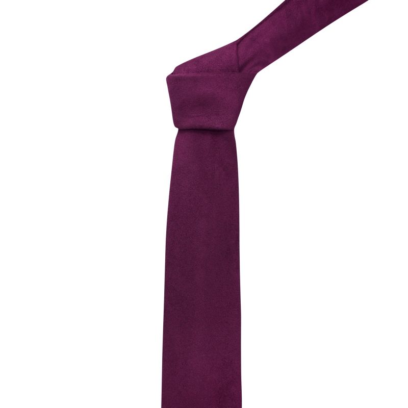 King & Priory Plum Purple Suede Tie
