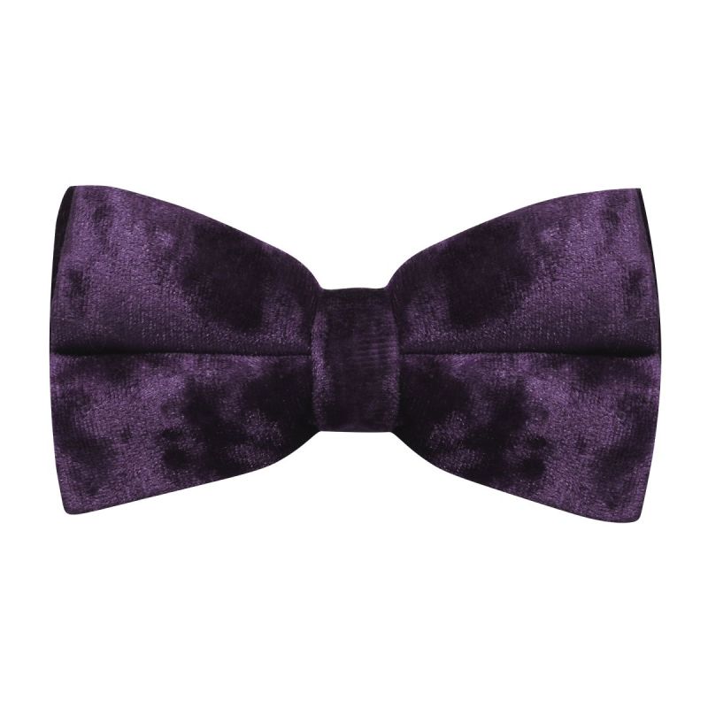 king & priory Purple Crushed Velvet Bow Tie