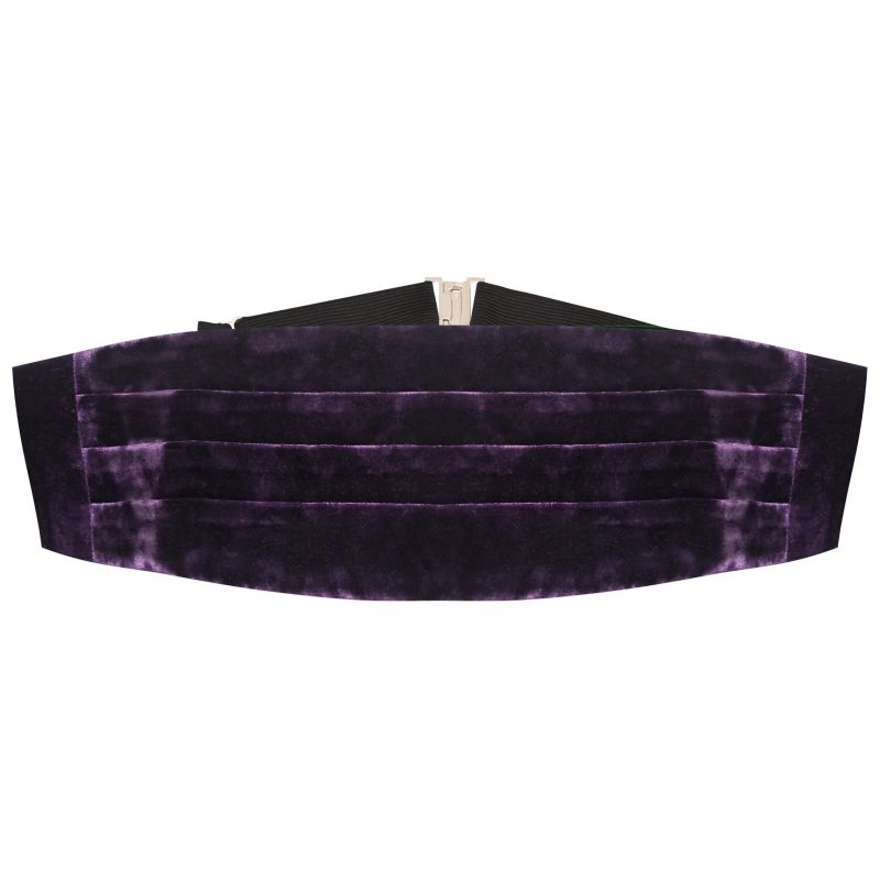 king & priory Purple Crushed Velvet Cummerbund