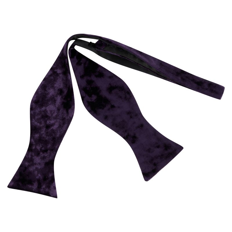 king & priory Purple Crushed Velvet Self-Tie Bow Tie
