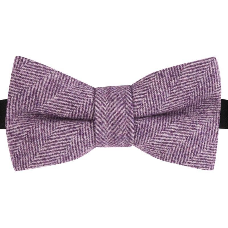 king & priory Purple Herringbone Wool Bow Tie