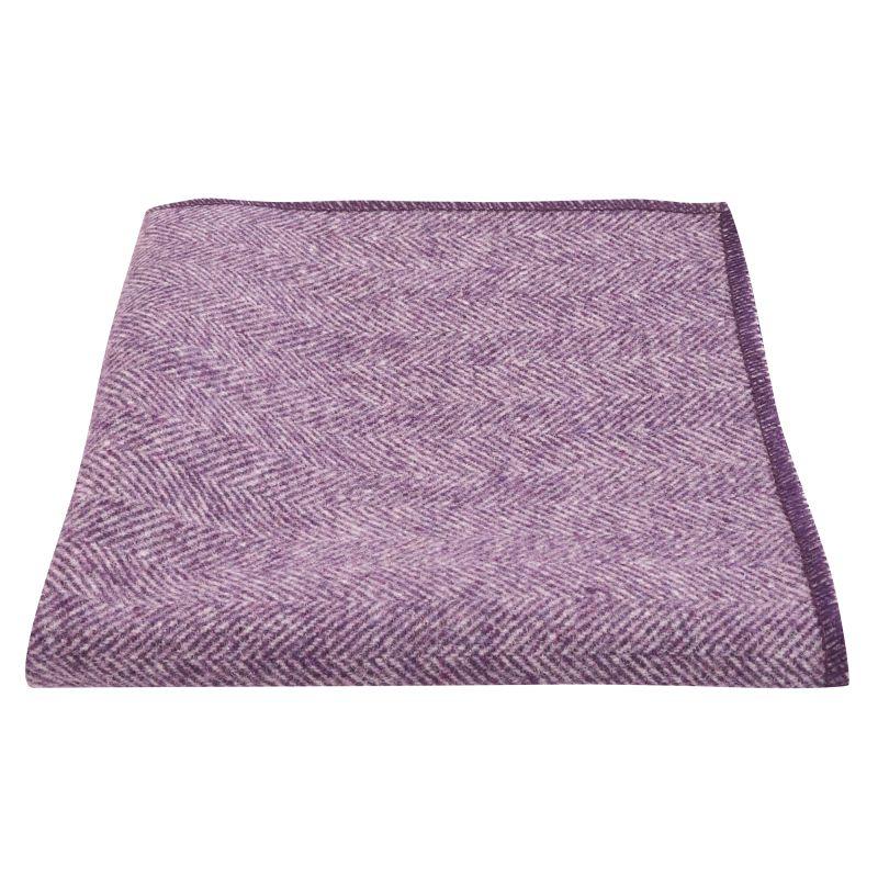 King & Priory Purple Herringbone Wool Pocket Square