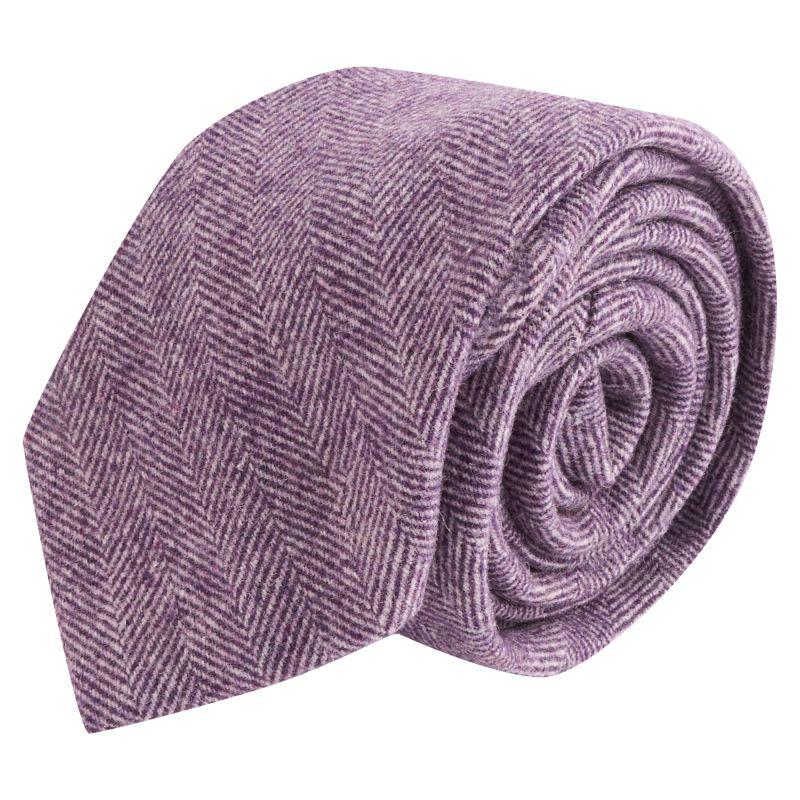 King & Priory Purple Herringbone Wool Tie