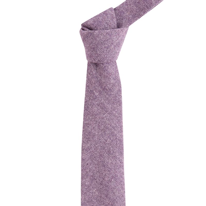 king & priory Purple Herringbone Wool Tie