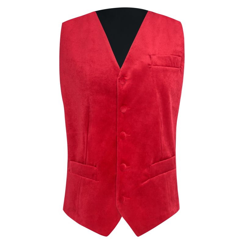 King & Priory Red Textured Velvet Waistcoat