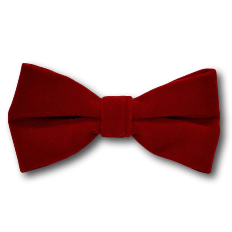 King & Priory Red Velvet Bow Tie & Pocket Square Set