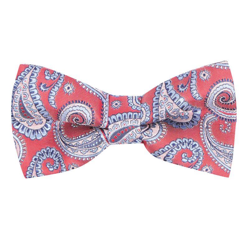 king & priory Red with Blue Paisley Bow Tie