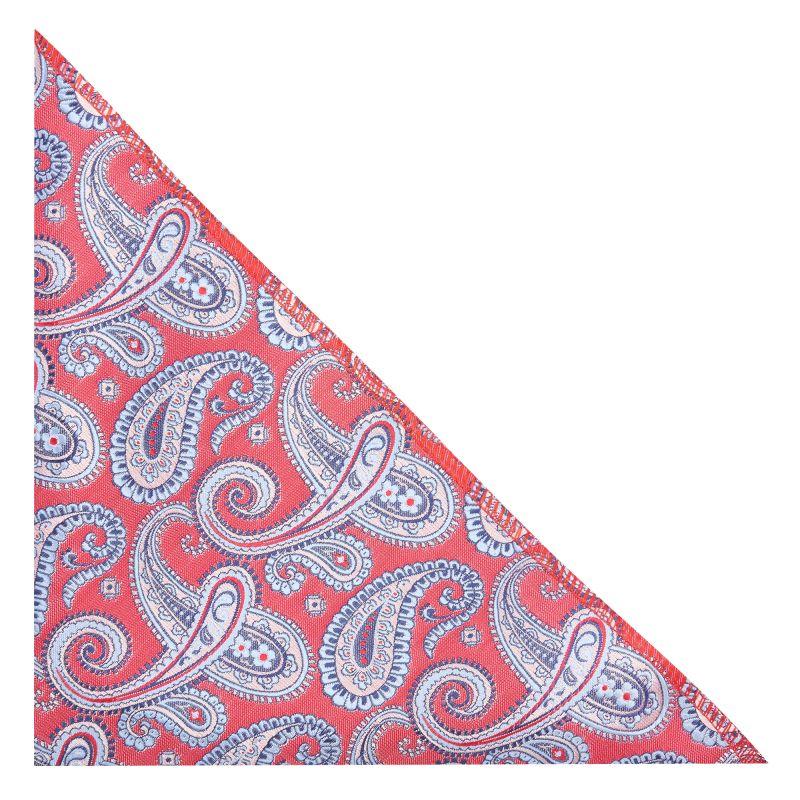 king & priory Red with Blue Paisley Pocket Square