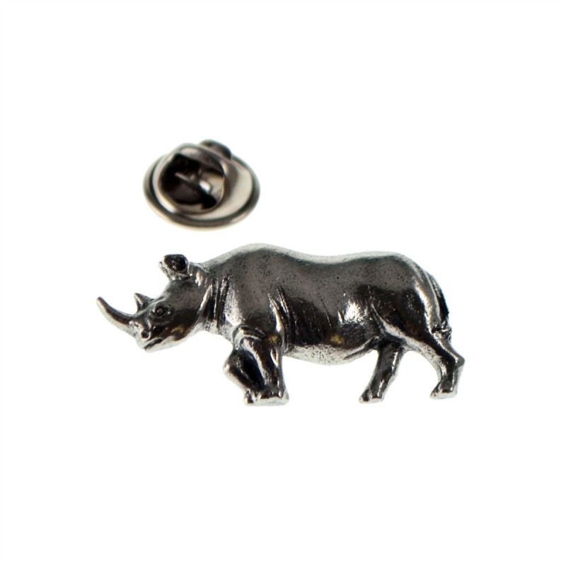 king & priory Rhino Pewter Lapel Pin