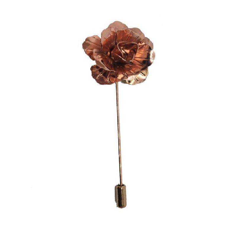 king & priory Rose Gold Metal Flower/Rose Lapel Pin