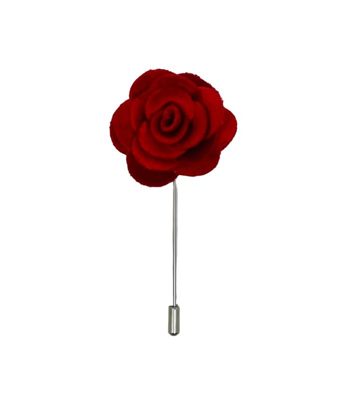 king & priory Rosso Red Velvet Flower/Rose Lapel Pin