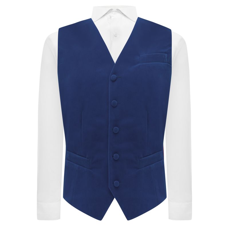King & Priory Royal Blue Velvet Waistcoat
