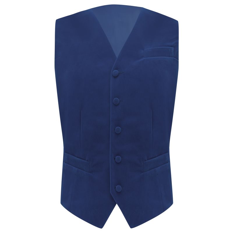 king & priory Royal Blue Velvet Waistcoat