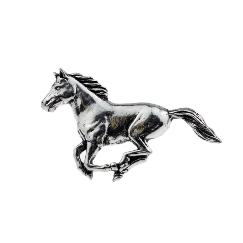 King & Priory Running Horse Pewter Lapel Pin