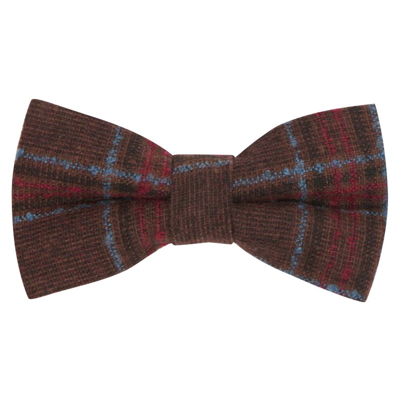 King & Priory Rust Brown & Red Check Bow Tie