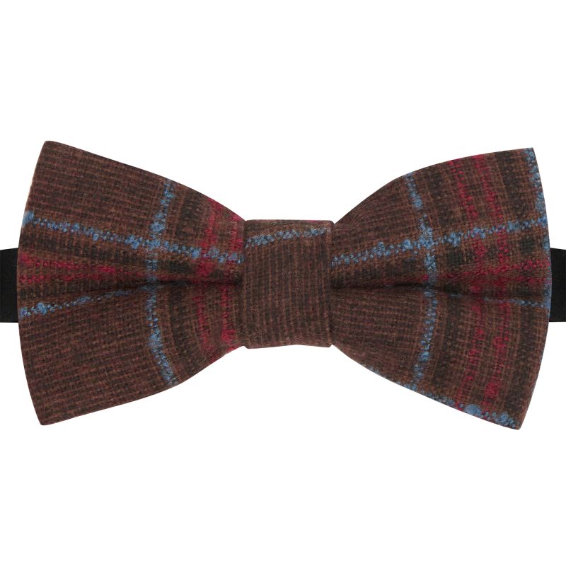king & priory Rust Brown & Red Check Bow Tie