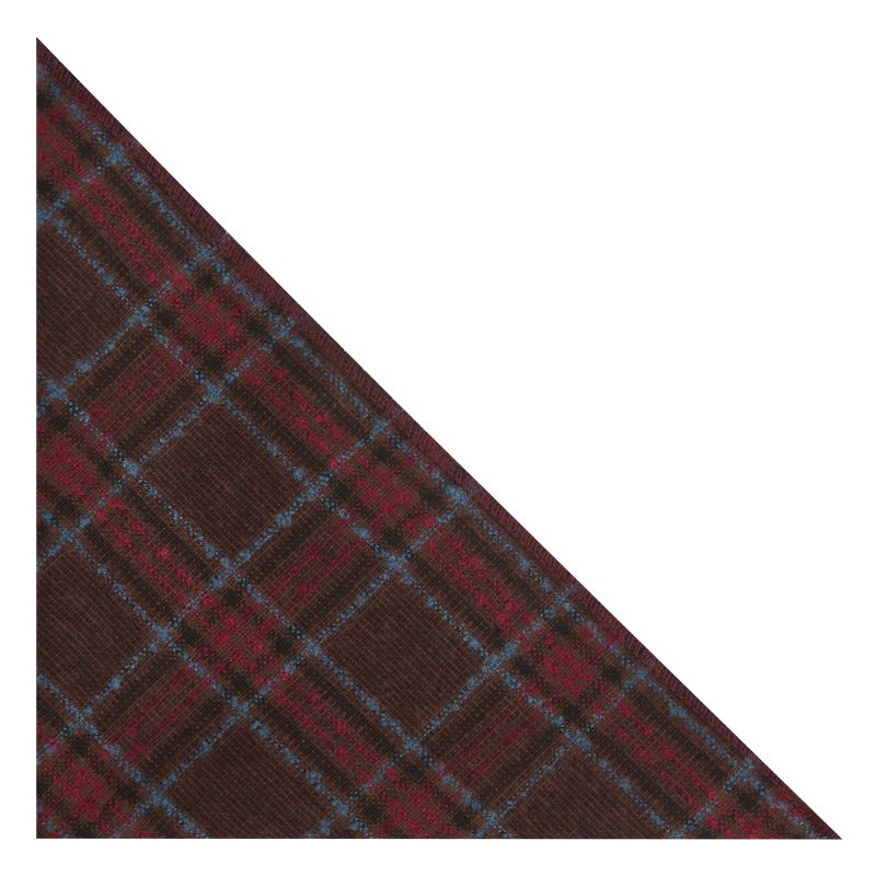 King & Priory Rust Brown & Red Check Pocket Square