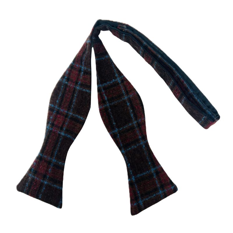 king & priory Rust Brown & Red Check Self-Tie Bow Tie