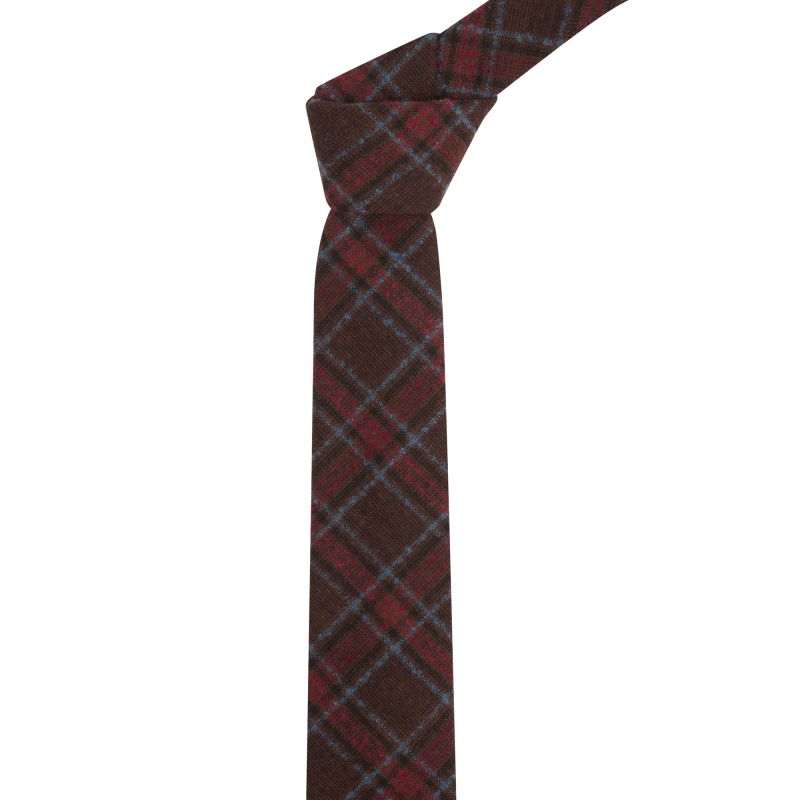 King & Priory Rust Brown & Red Check Tie