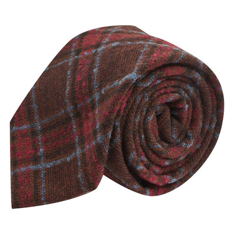 king & priory Rust Brown & Red Check Tie